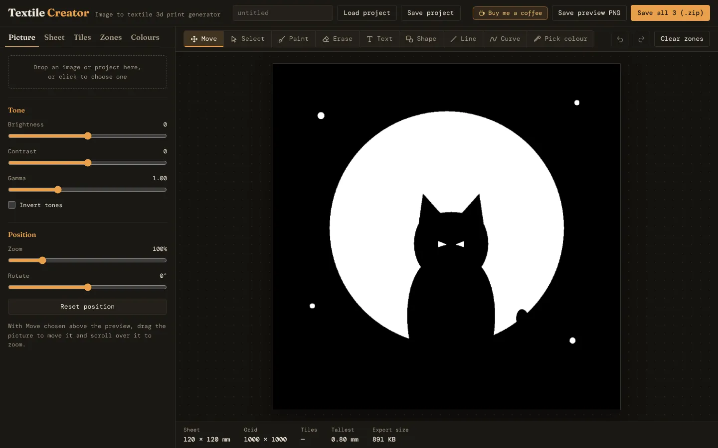 Textile Creator: Print a picture onto fabric mesh in several colours ...